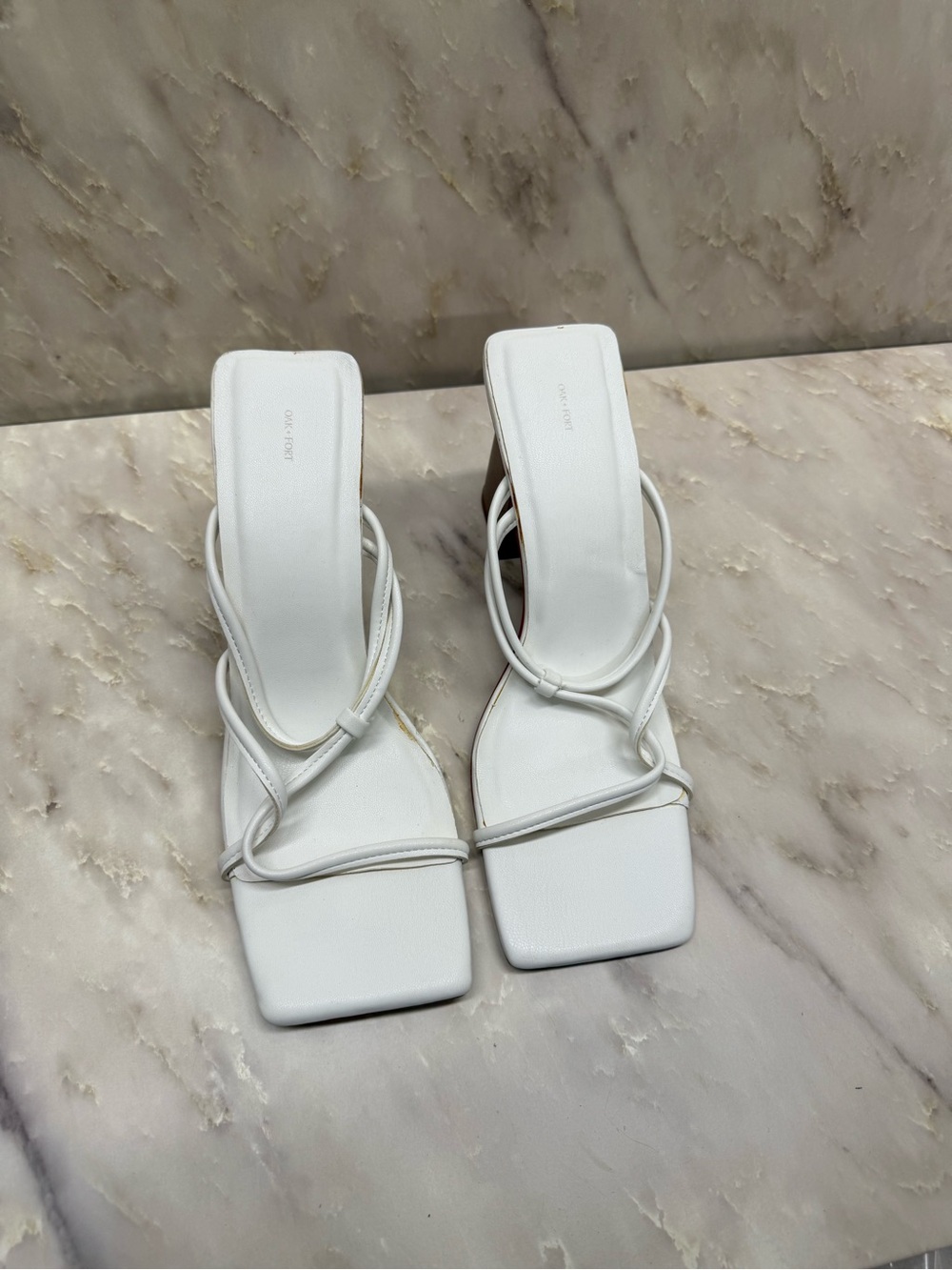OAK + FORT White Strappy Block Heel Sandals – Size 39
